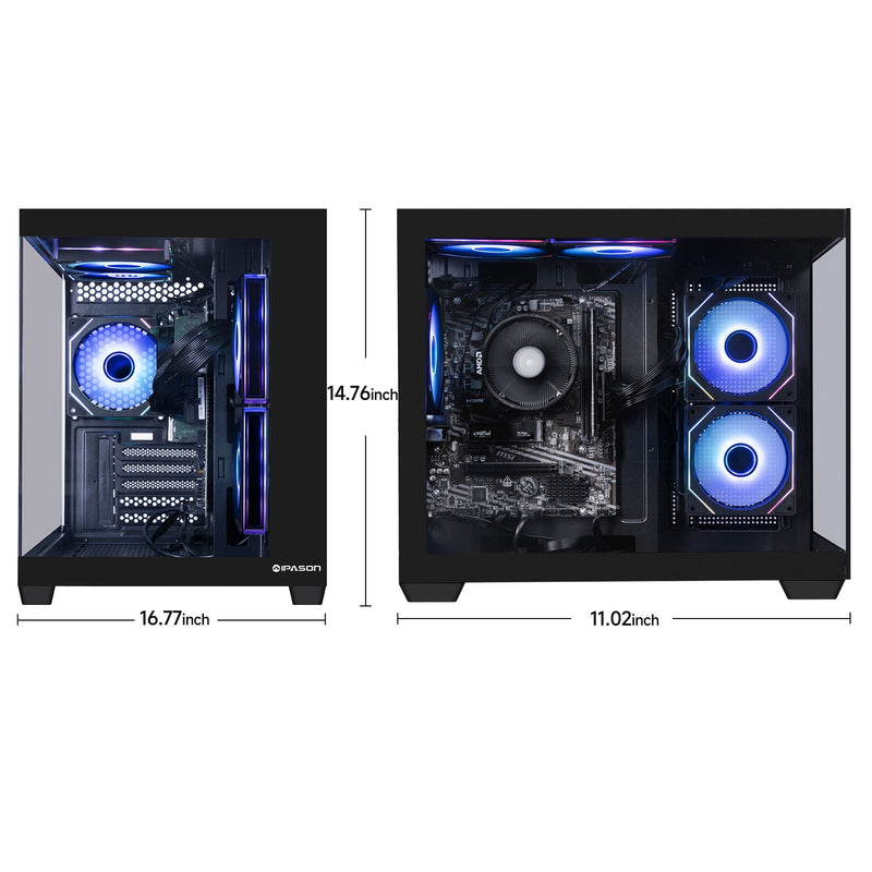 IPASON Gaming Desktop AMD Ryzen 5 5600GT (Beats Intel 10th-gen i7 & Lo