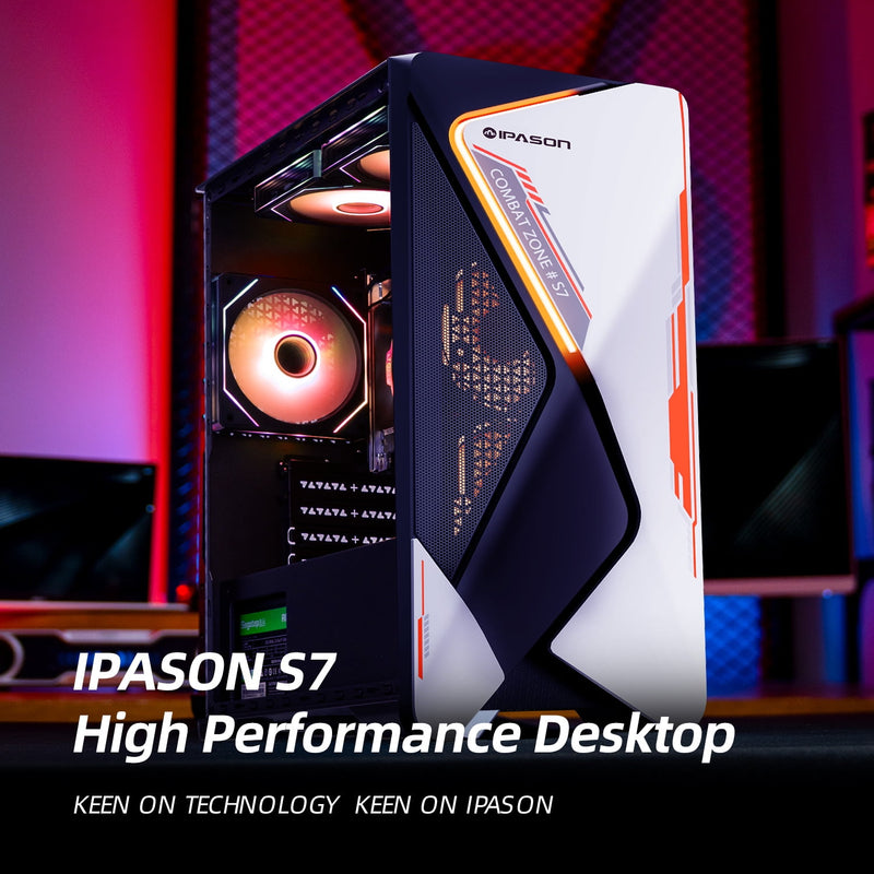 IPASON Gaming Desktop PC, AMD Ryzen 5 5600G(Upgrade to 5600GT), 1TB SS