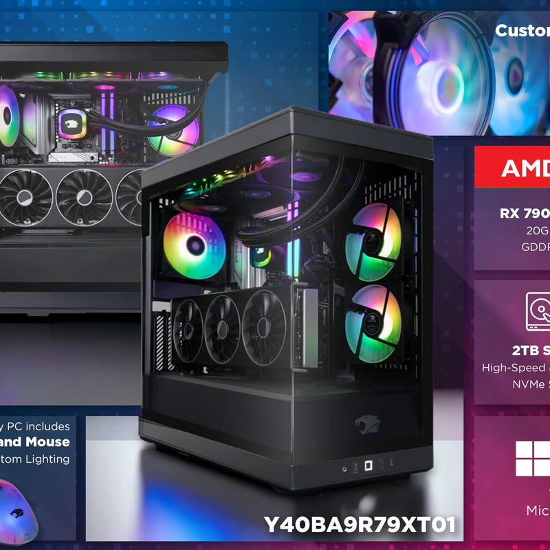 iBUYPOWER Y40 Gaming PC Desktop Liquid Cooled , AMD Ryzen 9 7900X , Ra