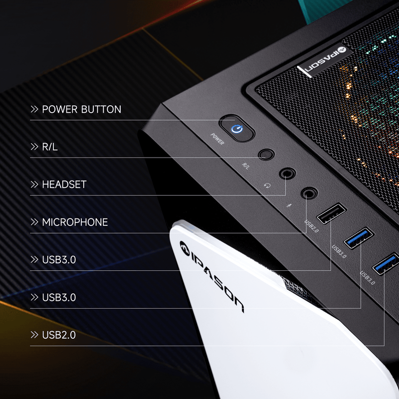 IPASON Gaming Desktop PC, AMD Ryzen 5 5600G(Upgrade to 5600GT), 1TB SS