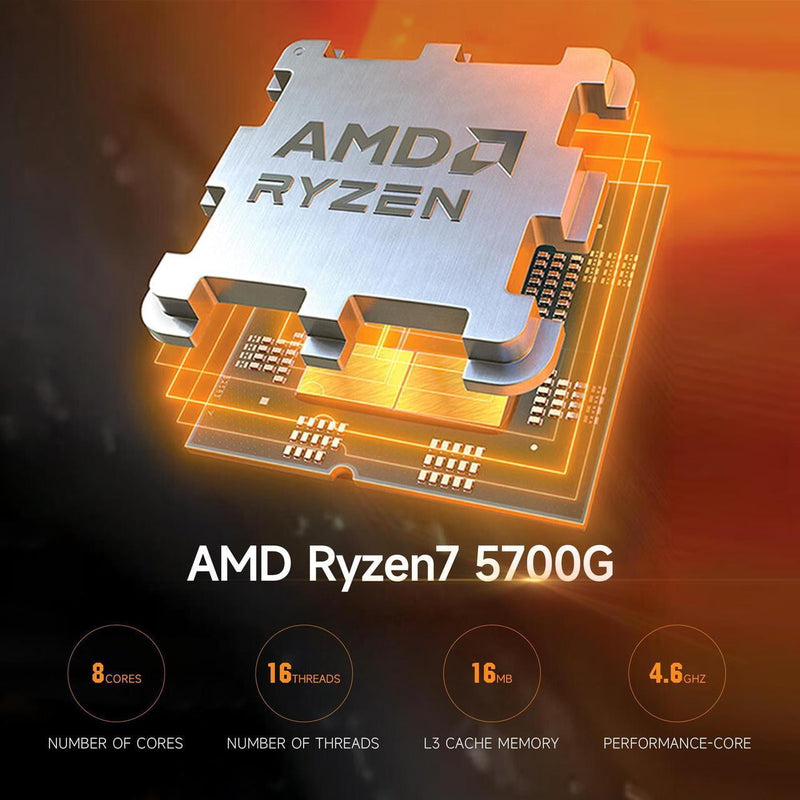 ICEWOLF Gaming Desktop PC AMD Ryzen 7 5700G Radeon Vega graphics,16GB
