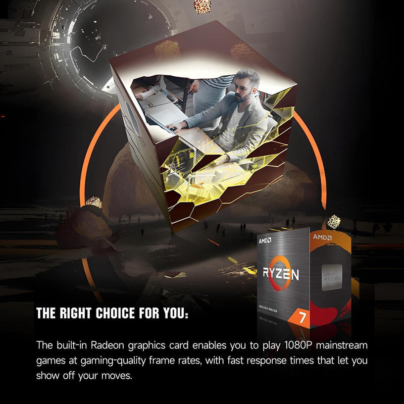ICEWOLF Gaming Desktop PC AMD Ryzen 7 5700G Radeon Vega graphics,16GB