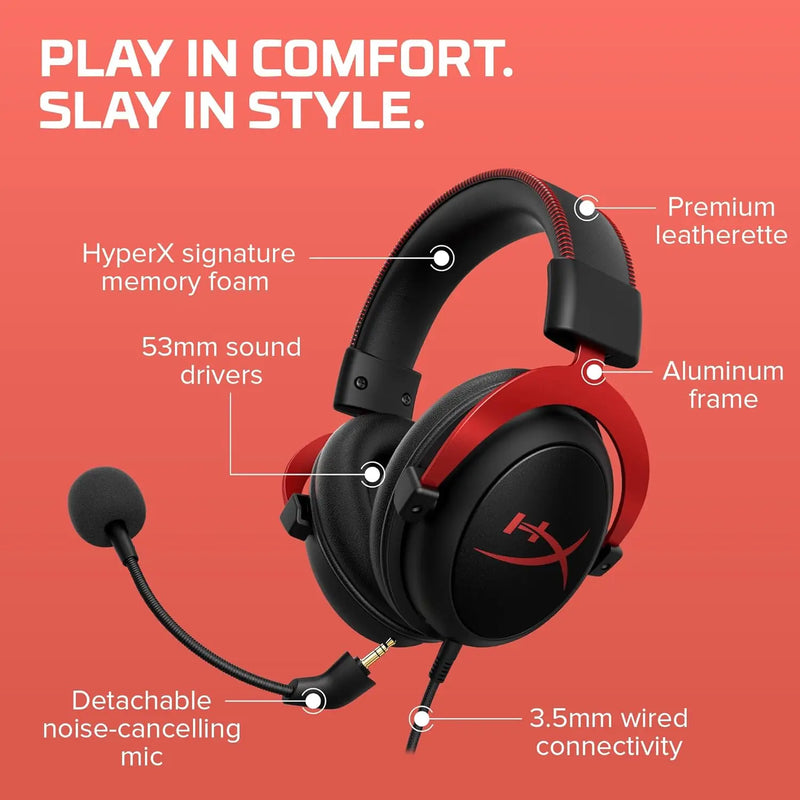 HyperX Cloud 2 Wired 4P5M0AA Red Wire Gaming Headset Bluetooth Headset Gaming