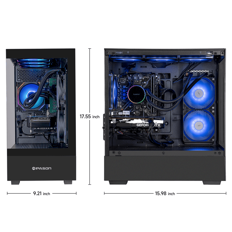 IPASON Gaming Desktop PC Ryzen7 5700X (8 Core up to 4.6GHz 7nm),32GB R