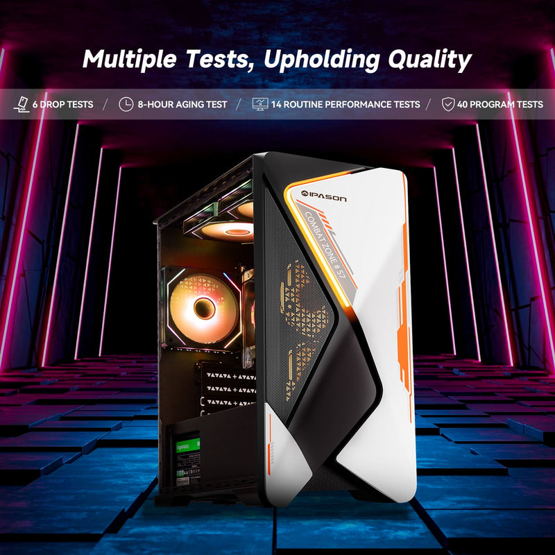 IPASON Gaming Desktop PC, AMD Ryzen 5 5600G(Upgrade to 5600GT), 1TB SS